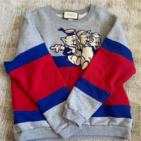 gucci pig sweat shirt|Gucci three little pigs logo.